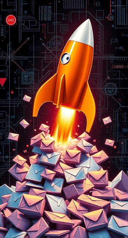 rocket bursting from email pile for email marketing service in calgary, ab